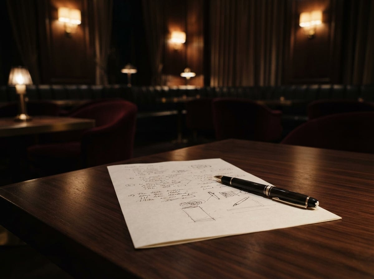 Bild: Ein bedrucktes Dokument mit handschriftlichen Notizen und Stift auf dunklem Untergrund.